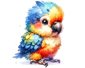 watercolor cute Parrot isolated on transparent background