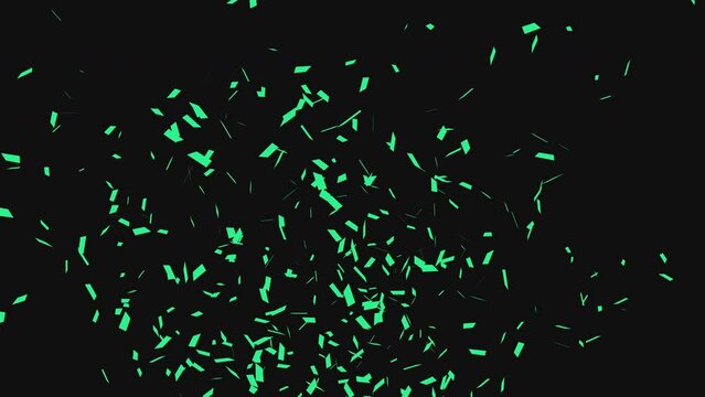 Isolated Turquoise Confetti celebration on black, green and alpha matte background