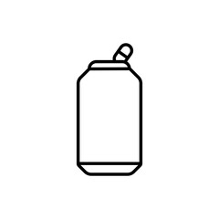 Aluminum Tin Line Icon. Metallic Beverage Can Icon in Black and White color.