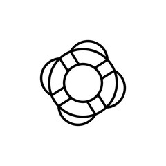 Rescue Ring Line Icon. Emergency Floatation Device Icon in Black and White color.