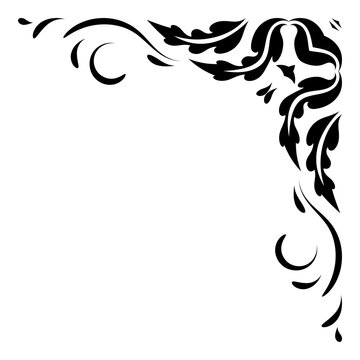 Corner and frame swirls divider ornamental. Filigree with vintage style. Element design calligraphy. Decoration for frame, greeting card, invitation, menu, certificate.