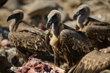Vultures eating carcass
