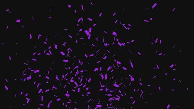 Purple Confetti fallingn down slowly on black, green and alpha matte screen. Holiday or party background.