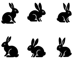 ウサギのアイコンセット 黒