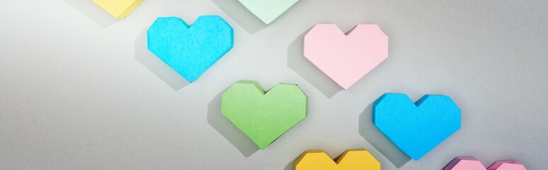 top view decorative papers heart