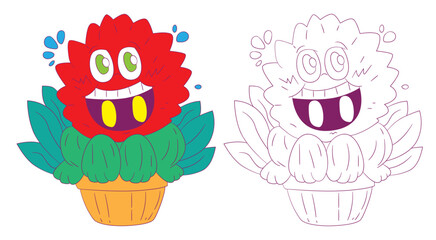 cute animal doodle illustration for book drawing coloring page