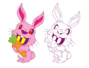 cute animal doodle illustration for book drawing coloring page