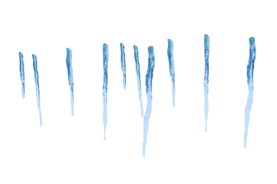 Icicles in 3D isolated on transparent background