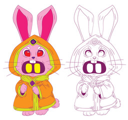 cute animal doodle illustration for book drawing coloring page