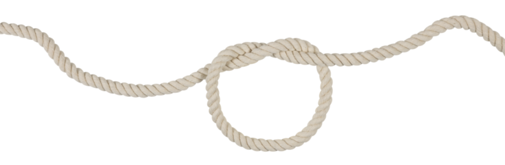 Rope with a knot isolated on white background.