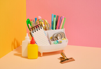 Back to school and stationery products. Collection of school supplies.