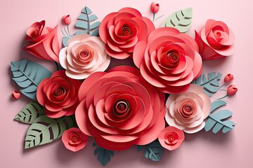 3D rose bouquet Valentine's day greeting card