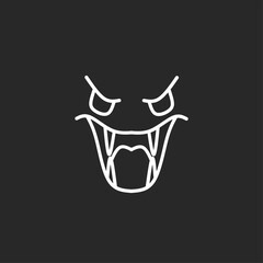 Doodle of fanged monster face shape, line art vector illustration