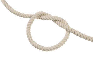 Rope with a knot isolated on white background.