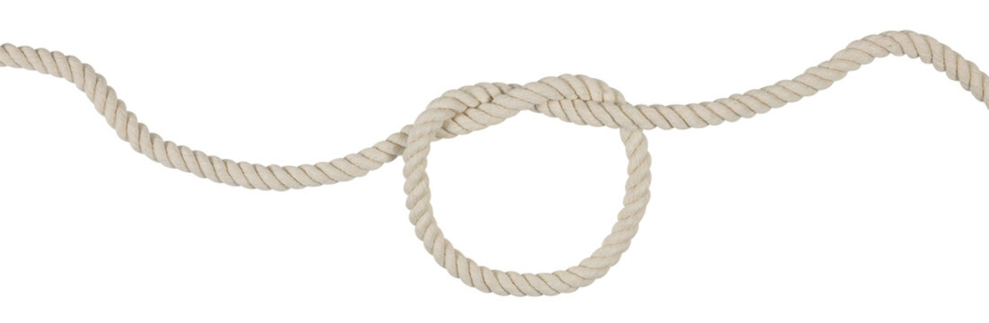Rope with a knot isolated on white background.