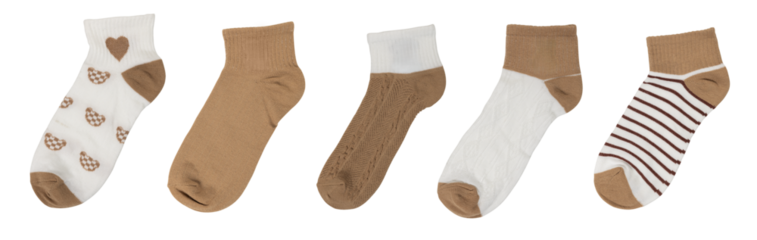 Set with socks on white background. Banner design.