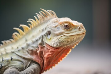 Fototapeta premium side profile of an iguana on gravel