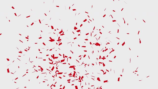 Red Confetti Explosions Particles on a White, Green and Alpha Matte Background