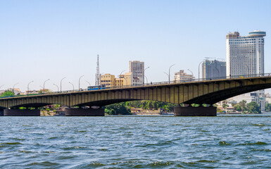 slum houses of Cairo on the banks of the Nile in Egypt