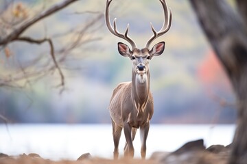 Fototapeta premium kudu standing alert to danger in the wild