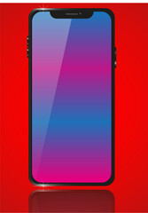 Vector modern smartphone device colourful gradient element showcase mockup vector illustration
