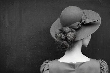 Portrait of beautiful young woman in vintage dress and hat of 19 century stylie