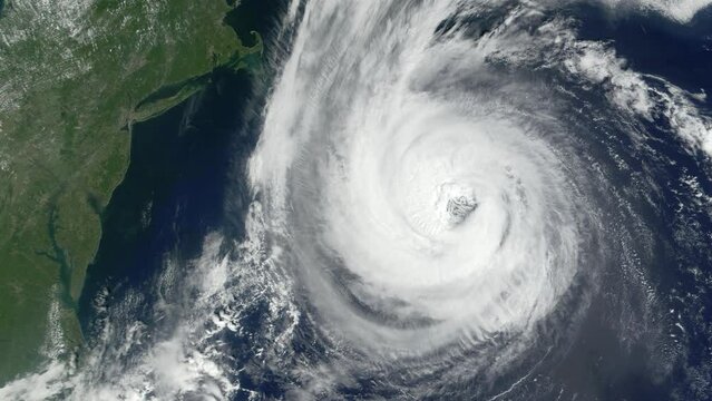 4K Satellite view from space. Timelapse animation of the eye of the hurricane