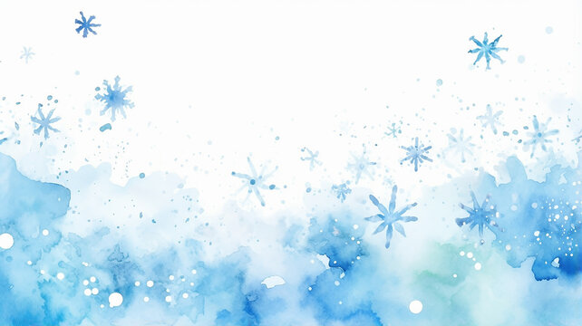 watercolor blue and white gradient, abstract winter background, light cold copy space design blank greeting form