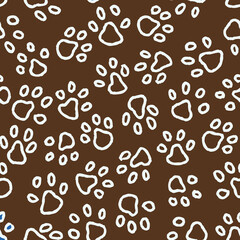 Vector Outline Paws Seamless Pattern for Textile or Wrapping Paper