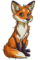 Red fox cute illustration. 