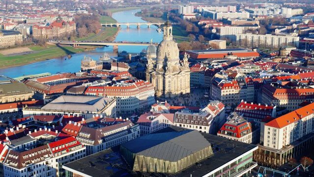 The Neumarkt in Dresden from the top at daylight. 