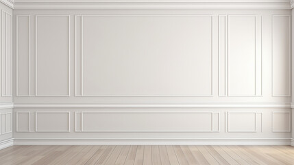 Minimalist Chic: 3D Rendering of Empty Room with Wood Paneling