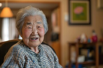 Fototapeta na wymiar 和風の家に暮らす日本の笑顔のおばあちゃん（田舎・終活・実家）