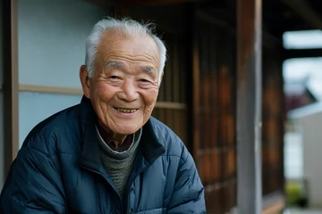 Foto op Canvas 和風の家に暮らす日本の笑顔のおじいちゃん（田舎・終活・実家） © Maki_Japan