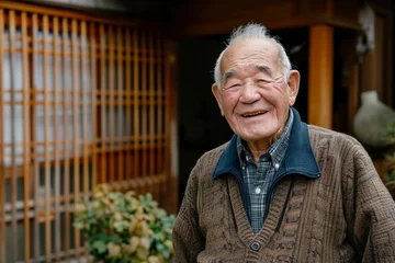 Foto op Plexiglas 和風の家に暮らす日本の笑顔のおじいちゃん（田舎・終活・実家） © Maki_Japan