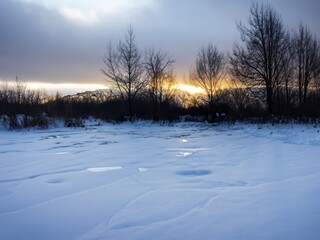 Naklejka premium sunset in winter