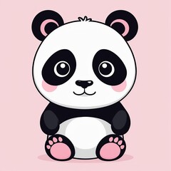 Kawaii Panda Illustration Card: Simple Vector Design for App Icons, 