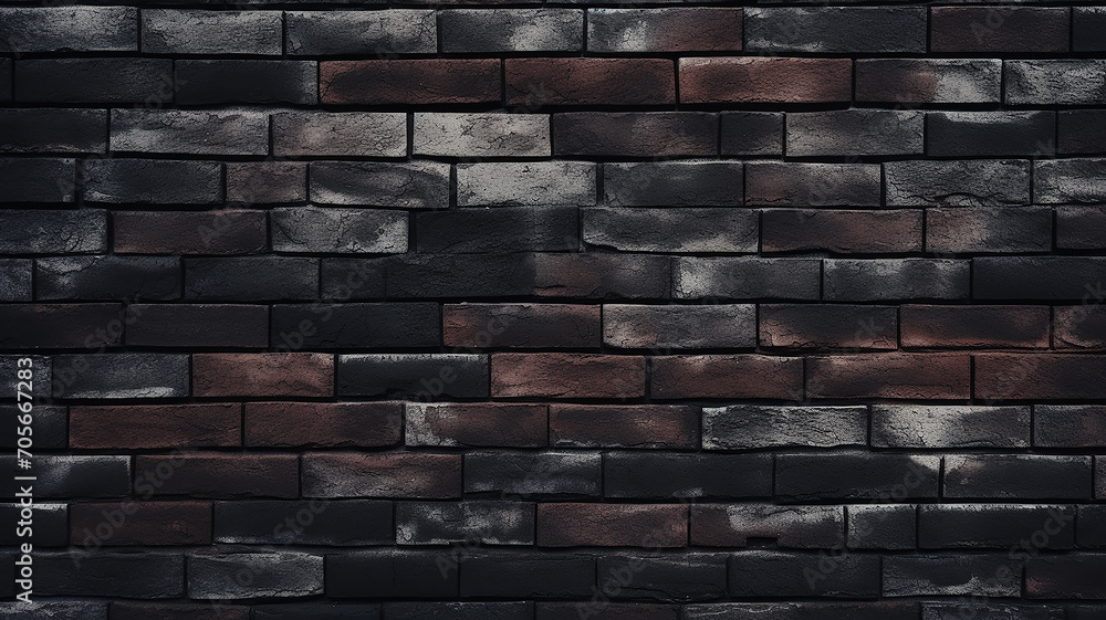 Wall mural black brick wall, background, vintage wall texture, blank with copy space