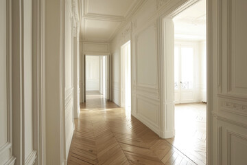 Elegant Apartment Corridor with White Walls