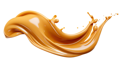 Caramel sauce splash isolated on white background with clipping path