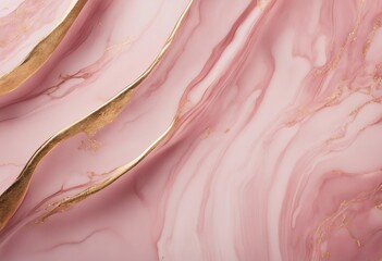 Delicate pink marble background with gold brushstrokes Place for your design