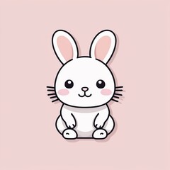 Fototapeta premium Kawaii Rabbit Illustration Card: Simple and Cute Vector Design