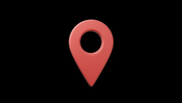 Location icon on transparent background. Simple looped animation. 3d rendered movie clip with alpha channel	
