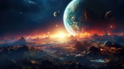 Fototapeta premium earth and moon