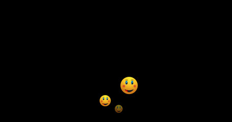 Illustration of live reactions of happy emoji icons in an alpha channel. Social media live reactions for Facebook, Instagram, and Twitter. Live-style animated icon for live-stream chat.