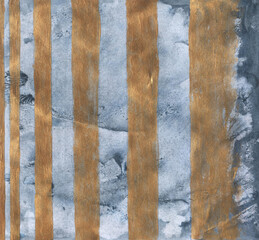 Abstract painting with gold texture, dark blue background with gold stripes and rhythm, composition with gold texture