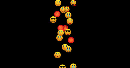 Illustration of live reactions of emoji icons in an alpha channel. Social media live reactions for Facebook, Instagram, and Twitter. Live-style animated icon for live-stream chat. Easy to use.