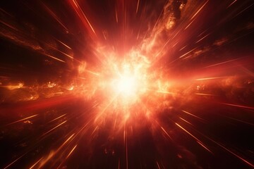 Abstract glowing red effect with sparkling rays and white backlight