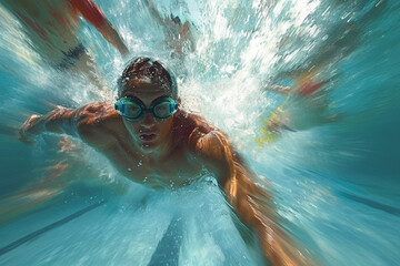 swimmer in the pool during competition