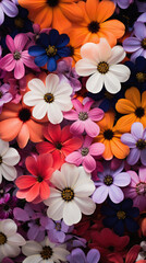 Colorful daisies background. Multicolored flowers background.